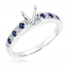 1/6ctw Diamond and Blue Sapphire White Gold Engagement Ring Setting