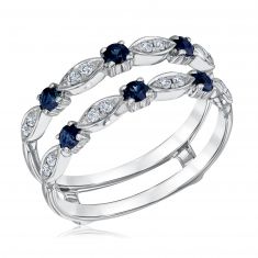1/6ctw Diamond and Blue Sapphire White Gold Ring Guard | Embrace Collection