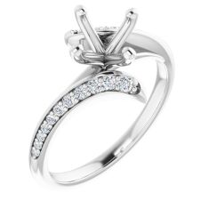 1/6ctw Diamond Bypass White Gold Engagement Ring Setting