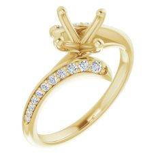 1/6ctw Diamond Bypass Yellow Gold Engagement Ring Setting