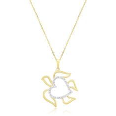 1/6ctw Diamond Heart Yellow Gold Pendant Necklace