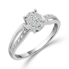 1/6ctw Diamond Oval Cluster White Gold Promise Ring