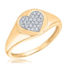 1/6ctw Diamond Pave Heart Yellow Gold Ring