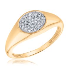 1/6ctw Diamond Pave Oval Yellow Gold Ring