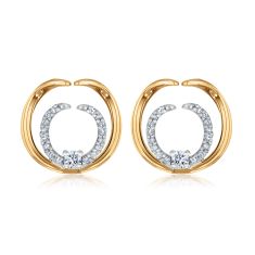 1/6ctw Diamond Two-Tone Double Circle Earrings