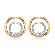 1/6ctw Diamond Two-Tone Double Circle Earrings