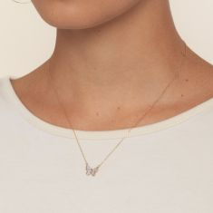 1/6ctw Diamond Yellow Gold Butterfly Pendant Necklace