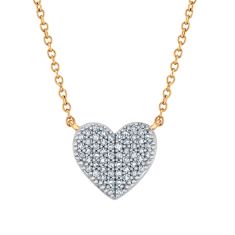 1/6ctw Diamond Yellow Gold Heart Pendant Necklace