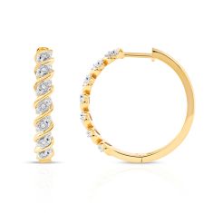 1/6ctw Diamond Yellow Gold Swirl Hoop Earrings