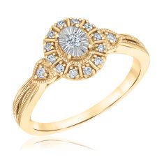 1/6ctw Diamond Yellow Gold Vintage-Inspired Ring