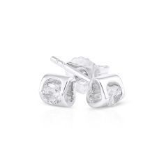 1/6ctw Round Diamond Solitaire White Gold Barrel Stud Earrings