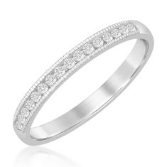 1/6ctw Round Diamond White Gold Milgrain Wedding Band - Embrace Collection