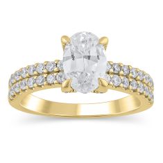 1 7/8ctw Oval Diamond Yellow Gold Double Row Engagement Ring - Glow Collection