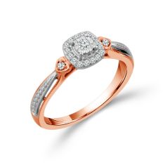 1/8ctw Diamond Cluster Two-Tone White and Rose Gold Promise Ring