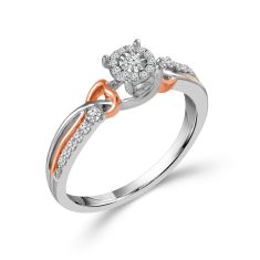 1/8ctw Diamond Miracle Setting Two-Tone White and Rose Gold Promise Ring