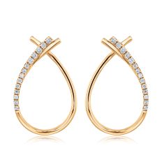 image of 1/8ctw Diamond Yellow Gold Open Teardrop Earrings with sku:20412946