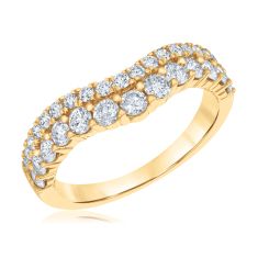 1 ctw Round Diamond Yellow Gold Double Row Curved Wedding Band | Glow Collection