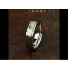 10k White Gold 6mm Satin Center Round Edge Comfort Fit Wedding Band