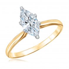 1ct Marquise Diamond Solitaire Yellow Gold Engagement Ring | Heritage