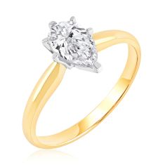 1ct Pear Diamond Solitaire Yellow Gold Engagement Ring - Heritage Collection