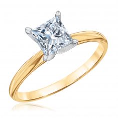 1ct Princess Diamond Solitaire Yellow Gold Engagement Ring - Heritage Collection