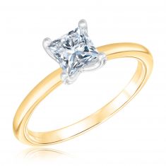 1ct Princess Lab Grown Diamond Yellow Gold Solitaire Engagement Ring