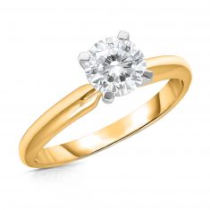 1ct Round Lab Grown Diamond Solitaire Yellow Gold Engagement Ring