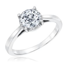 1ct Round Lab Grown Diamond White Gold Solitaire Engagement Ring