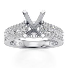 1ctw Baguette and Round Diamond White Gold Engagement Ring Setting - Design Collection