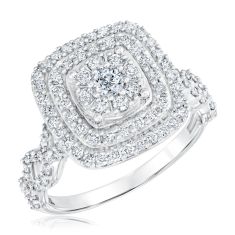 1ctw Cushion-Shaped Diamond Composite White Gold Engagement Ring | Harmony Collection