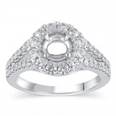 image of 1ctw Diamond Halo Split-Shank White Gold Engagement Ring Setting - Design Collection with sku:TR1808KE-WGS