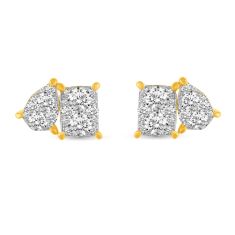 1ctw Diamond Mixed Shape Yellow Gold Stud Earrings