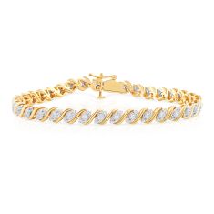 1ctw Diamond S-Link Yellow Gold Tennis Bracelet