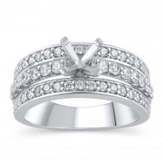 image of 1ctw Diamond 14k White Gold Three-Row Engagement Ring Setting - Design Collection with sku:SR1828KE-WGS