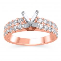 1ctw Diamond Two-Row Rose Gold Engagement Ring Setting | Design Collection