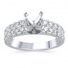 image of 1ctw Diamond Two-Row White Gold Engagement Ring Setting - Design Collection with sku:TR0038LE-WGS