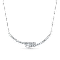1ctw Diamond White Gold Bar Pendant Necklace