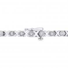 1ctw Diamond XO Station Sterling Silver Tennis Bracelet