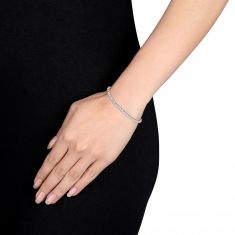 1ctw Diamond XO Station Sterling Silver Tennis Bracelet