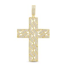 1ctw Diamond Yellow Gold Cross Pendant