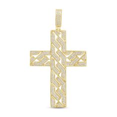 1ctw Diamond Yellow Gold Cross Pendant