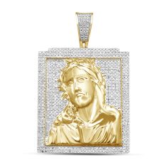 1ctw Diamond Yellow Gold Jesus Pendant