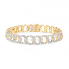 1ctw Diamond Yellow Gold Oval Link Bracelet | Men's | 8.5 Inches