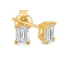 1ctw Emerald Lab Grown Diamond Yellow Gold Solitaire Stud Earrings