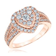 1ctw Heart-Shaped Diamond Composite Halo Rose Gold Engagement Ring - Blush Collection