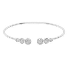 1ctw Lab Grown Diamond Cluster White Gold Bangle Bracelet