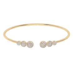 1ctw Lab Grown Diamond Cluster Yellow Gold Bangle Bracelet