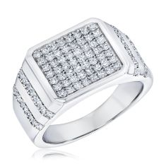 1ctw Lab Grown Diamond Sterling Silver Fashion Ring - Men's