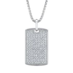 1ctw Lab Grown Diamond Sterling Silver Pendant Necklace | Men's