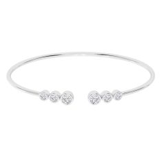 1ctw Lab Grown Diamond White Gold Bangle Bracelet